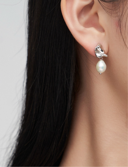 Minimalist Baroque Pearl Earrings