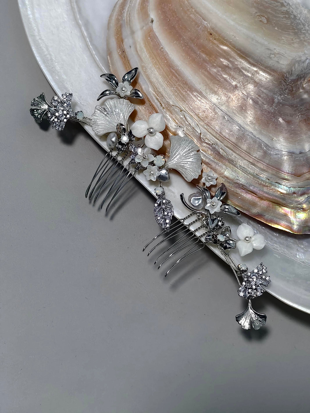 Silver Blossom Veil Comb