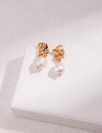 Minimalist Baroque Pearl Earrings