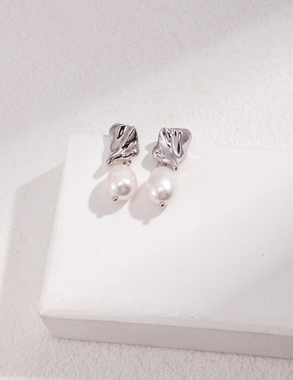 Minimalist Baroque Pearl Earrings