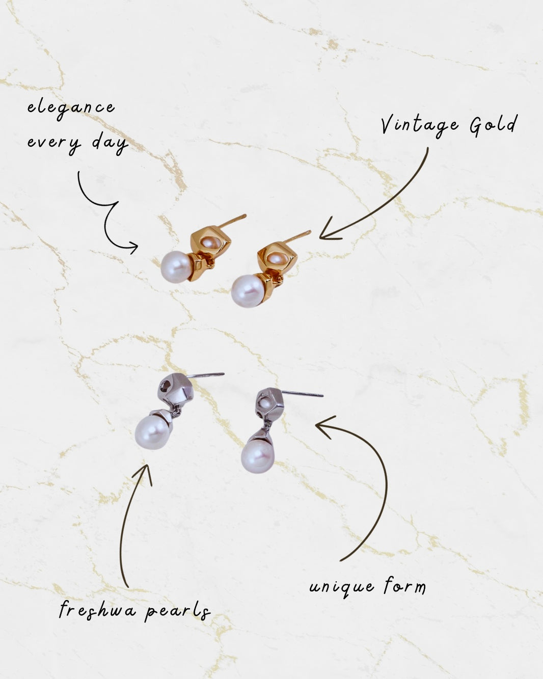 Geometric Pearl Earrings - Modern Elegance