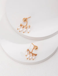 Natural Rice Grain Pearl Earrings - Two way to wear