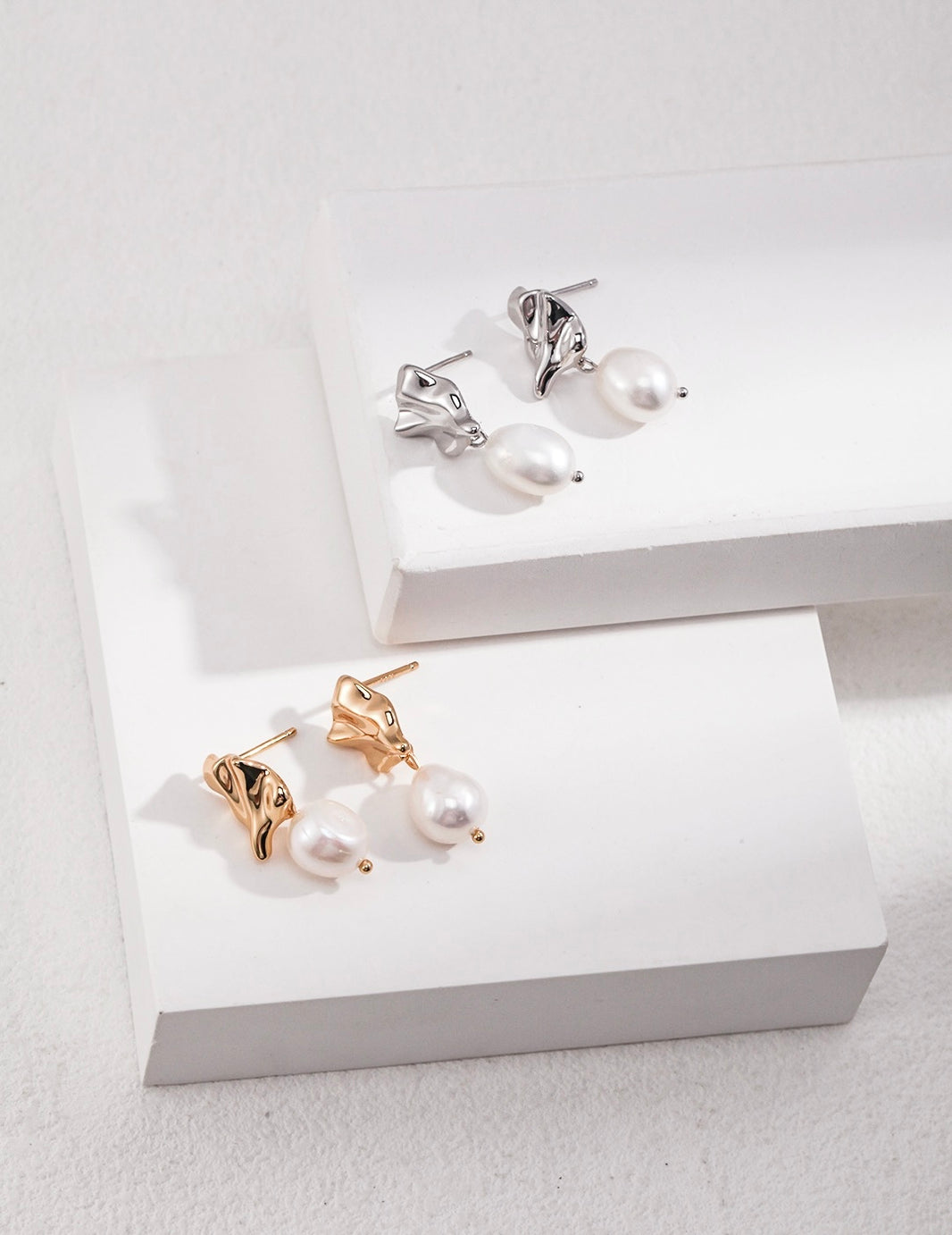 Minimalist Baroque Pearl Earrings
