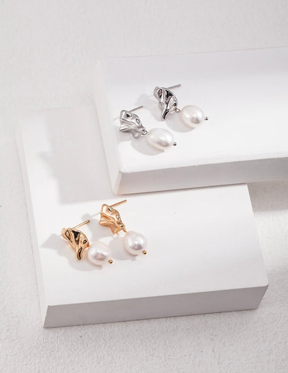 Minimalist Baroque Pearl Earrings